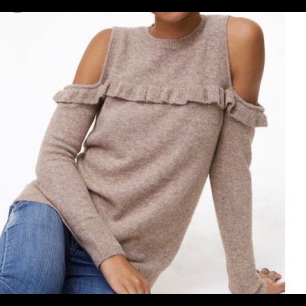 LOFT Ruffle Cold Shoulder Sweater